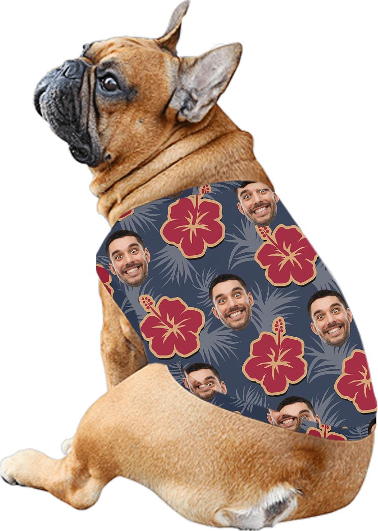 Custom Face Navy Hibiscus Hawaiian Shirt And Dress Matching For Family