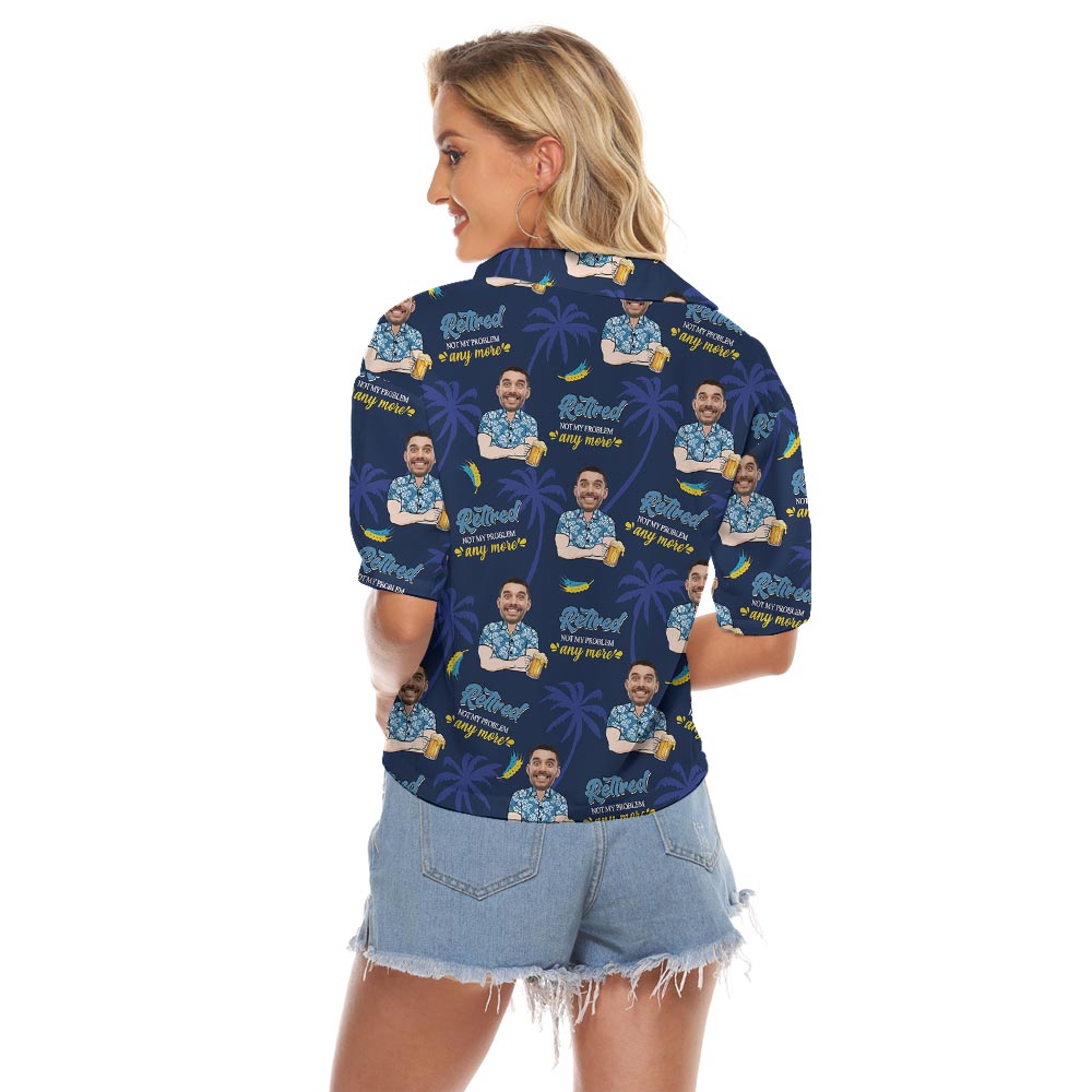 Funny Retired Not My Problem Custom Women's Cropped Hawaiian Shirt