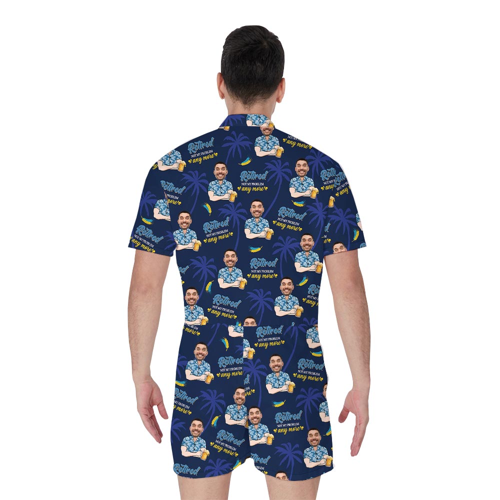 Retirement Custom Face Hawaiian Romper For Men