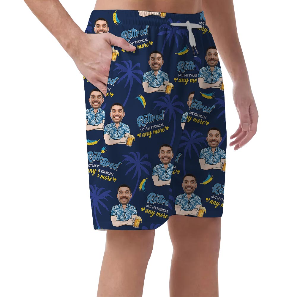 Retired Not My Problem Personalized Men's Shorts With Face