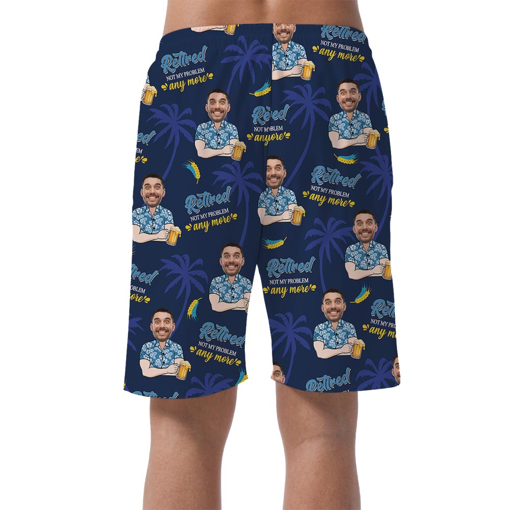 Retired Not My Problem Personalized Men's Shorts With Face