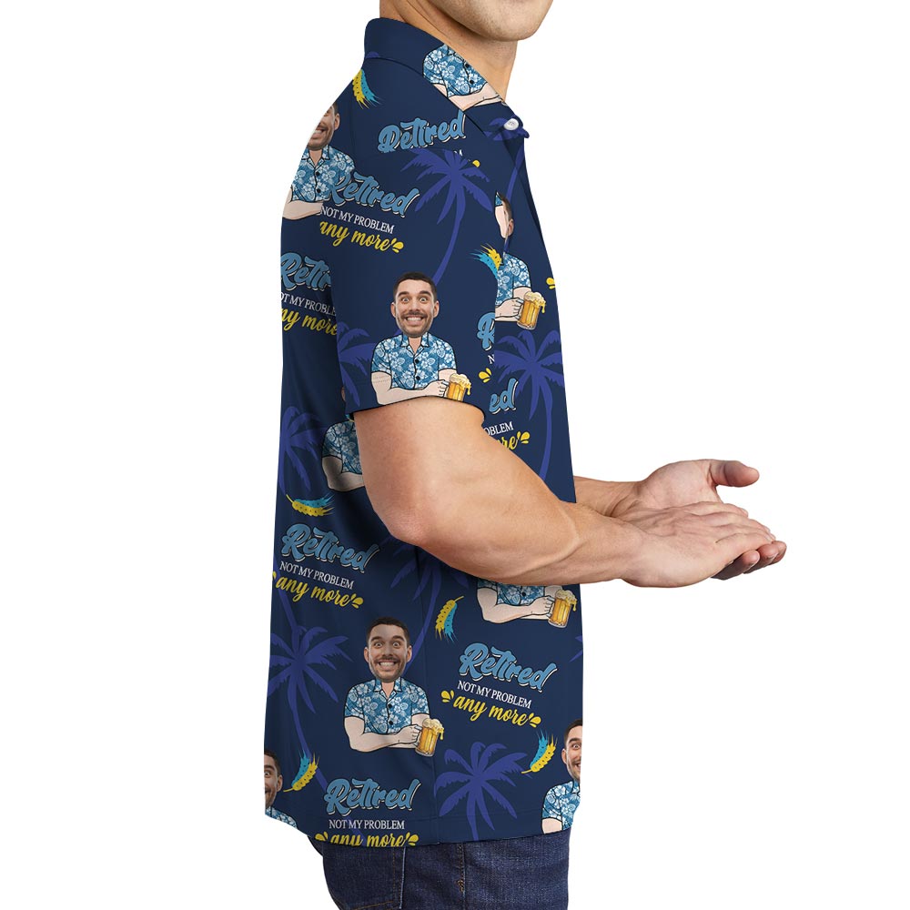 Retirement Men's Polo Hawaiian Shirt With Custom Face