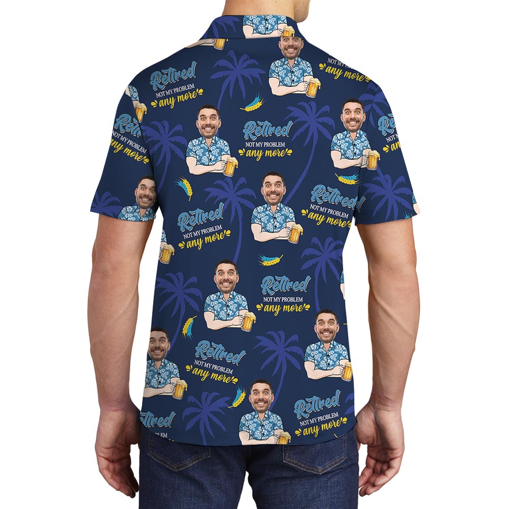 Retirement Men's Polo Hawaiian Shirt With Custom Face