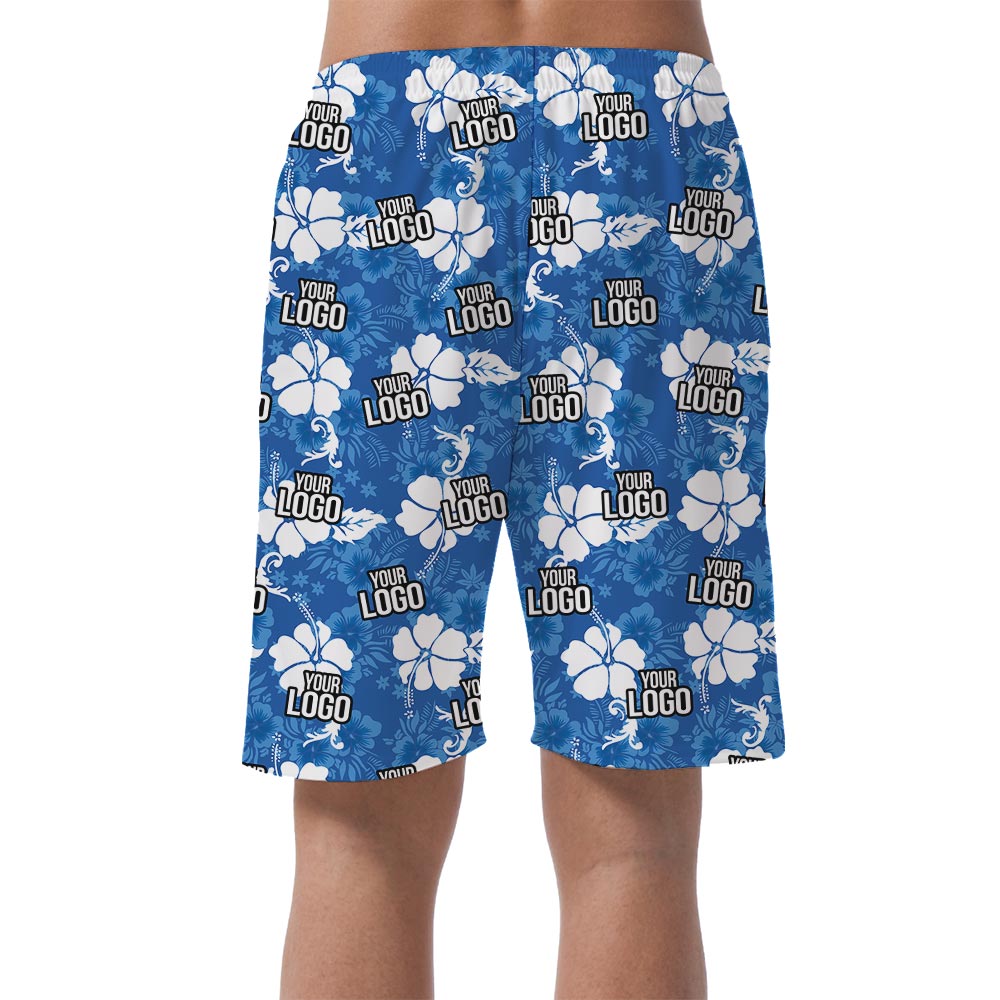 Men's Blue Beach Shorts With Logo Customizable