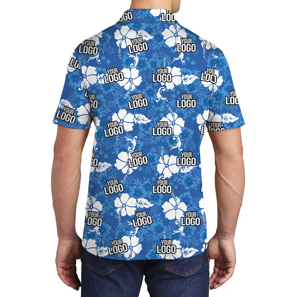 Personalized Men's Polo Shirt With Team Logo Hawaiian Hibiscus