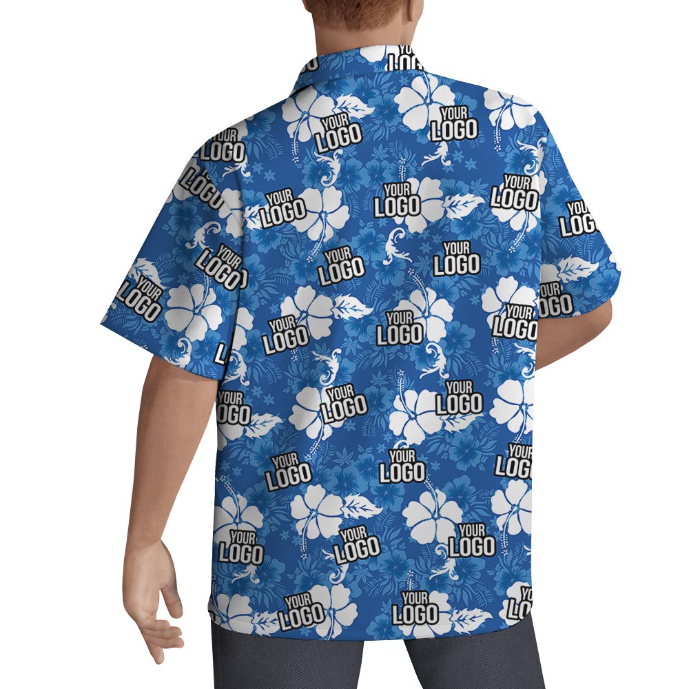 Blue Hibiscus Team Logo Hawaiian Shirt Bulk Order