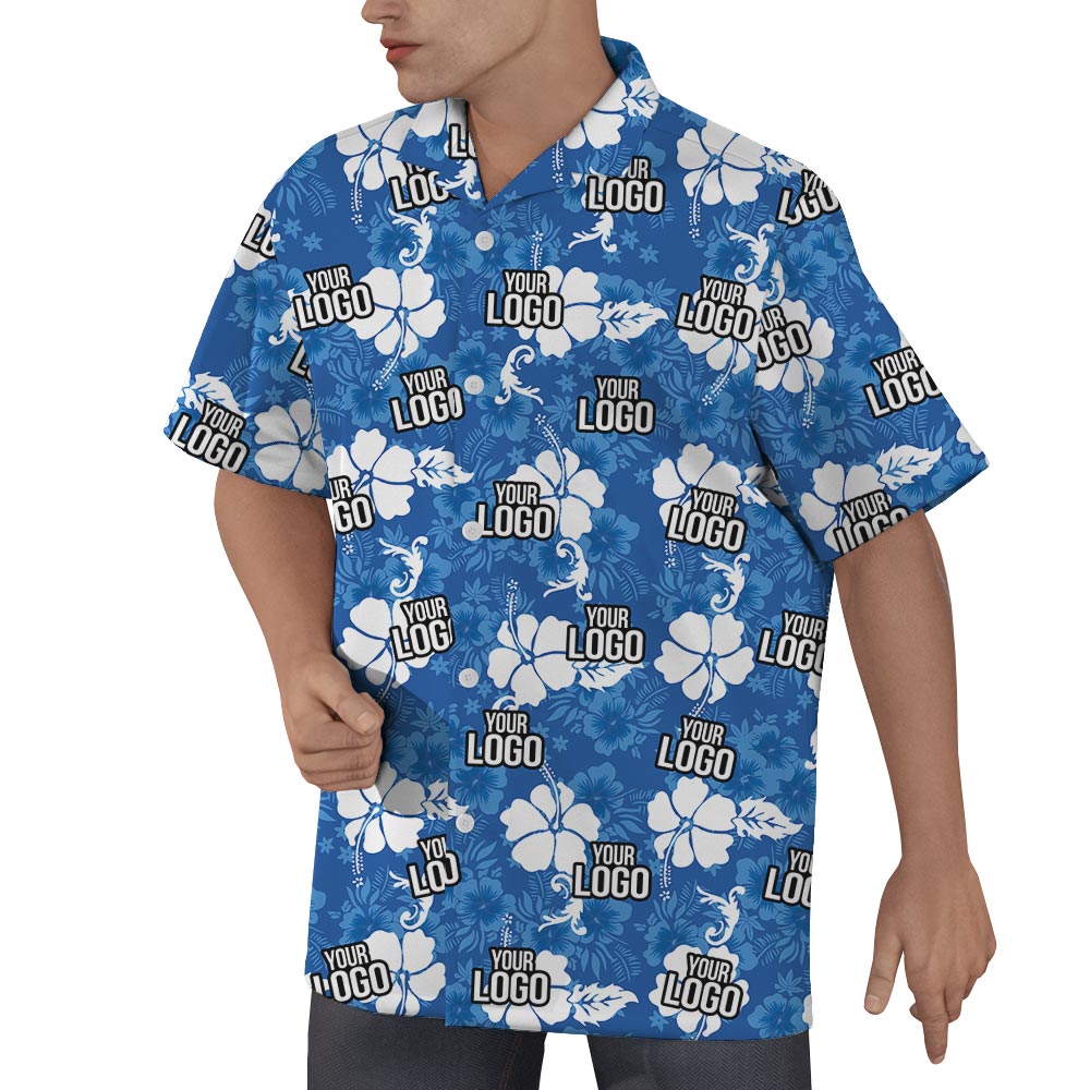 Blue Hibiscus Team Logo Hawaiian Shirt Bulk Order