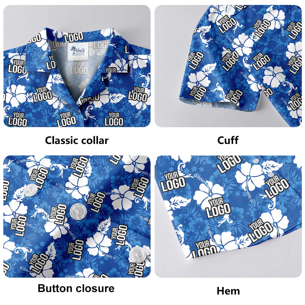 Blue Hibiscus Team Logo Hawaiian Shirt Bulk Order