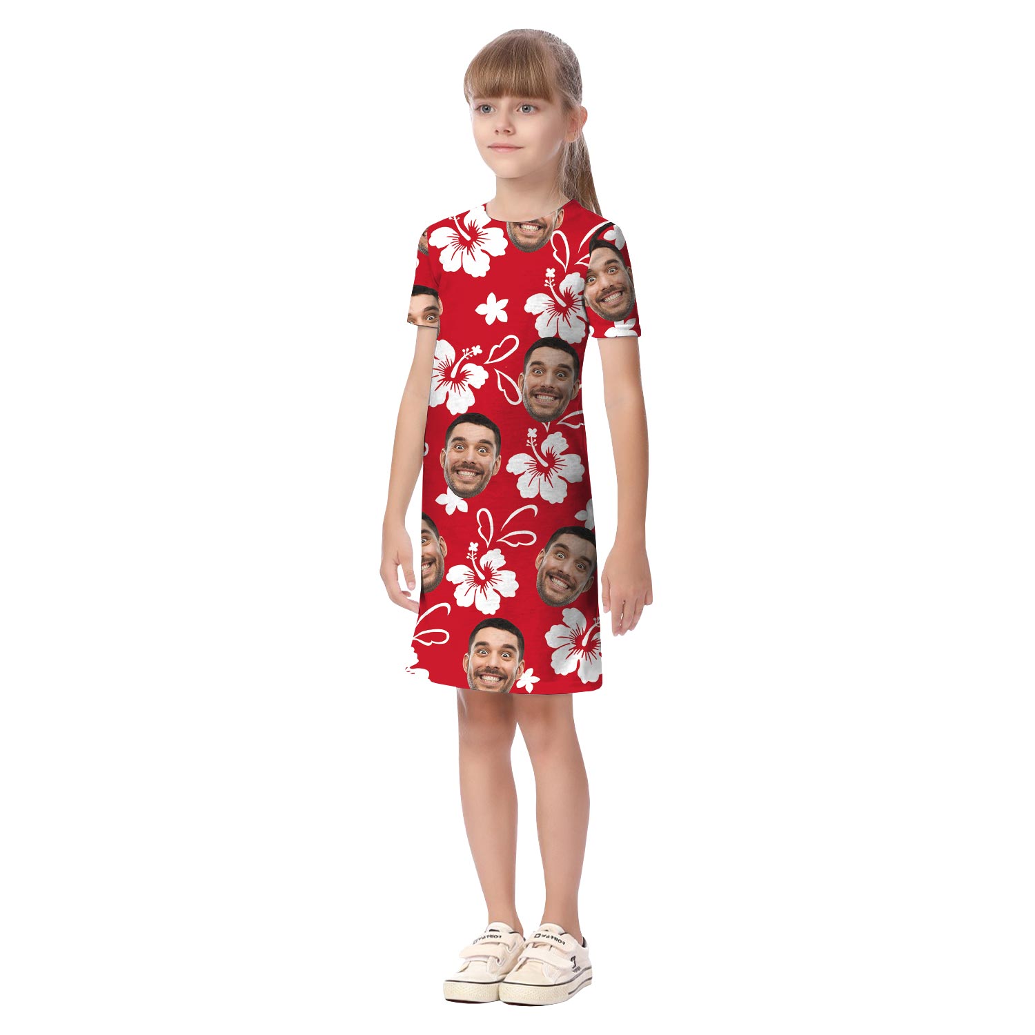 Personalized Red Hibiscus Matching Hawaiian Outfits For Family With Face