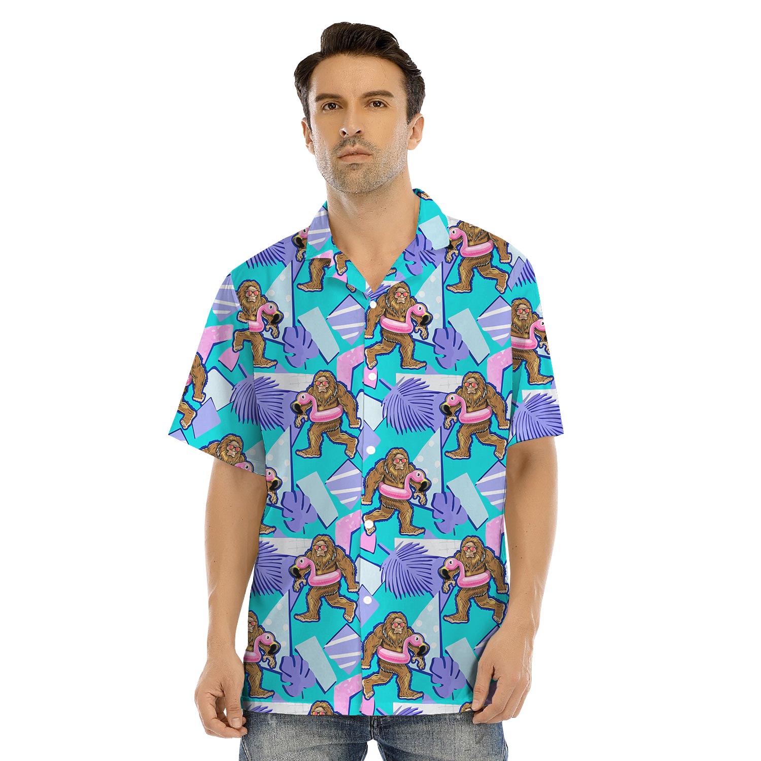 Vintage 80s Bigfoot Summer Hawaiian Shirt And Dress Matching Family