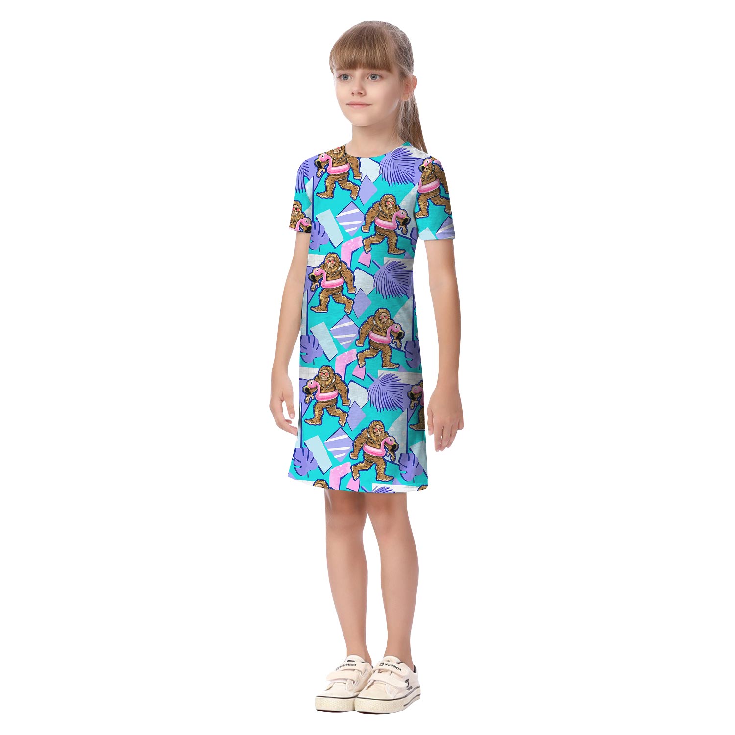 Vintage 80s Bigfoot Summer Hawaiian Shirt And Dress Matching Family