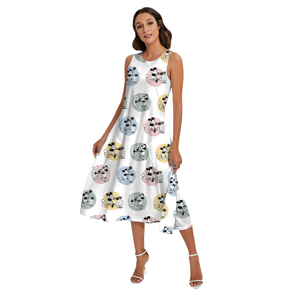 Cute Mickey Steamboat Willie Matching Hawaiian Shirts And Dresses For Family