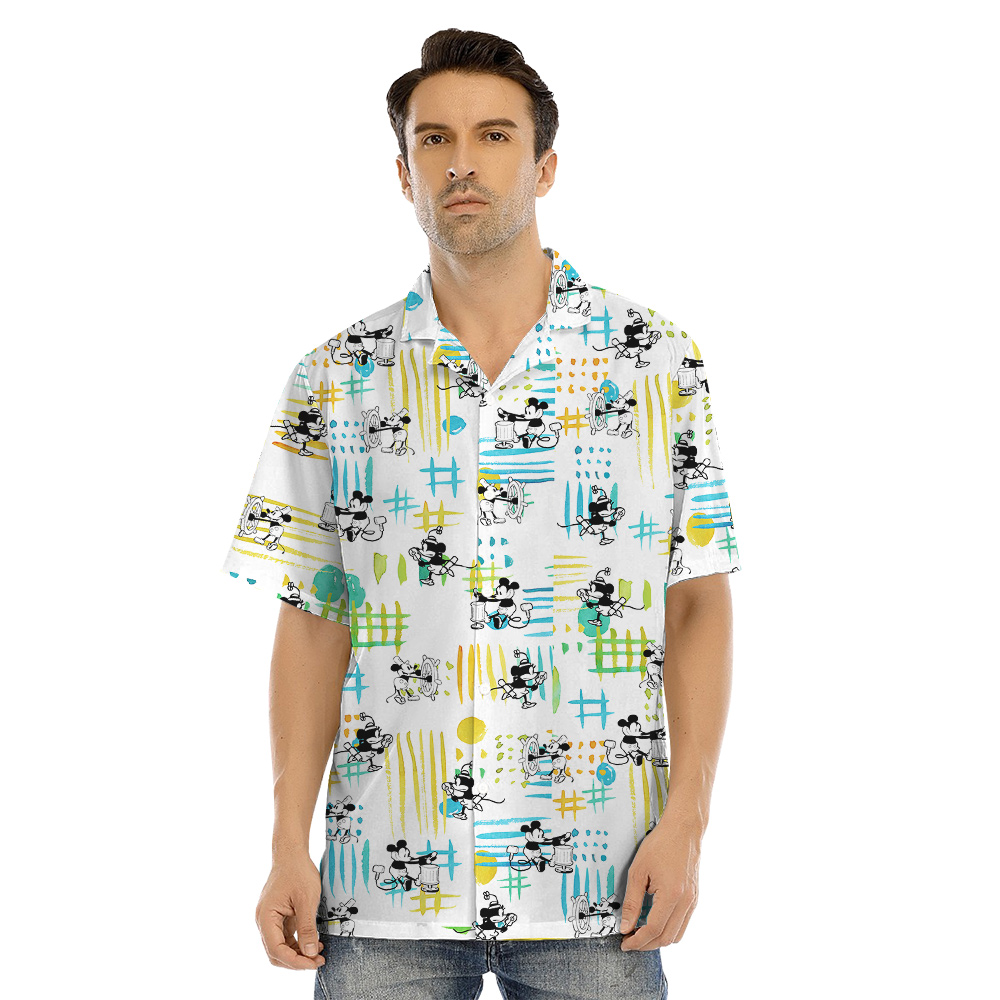 Cute Mickey Mouse Steamboat Willie Matching Family Hawaiian Outfits