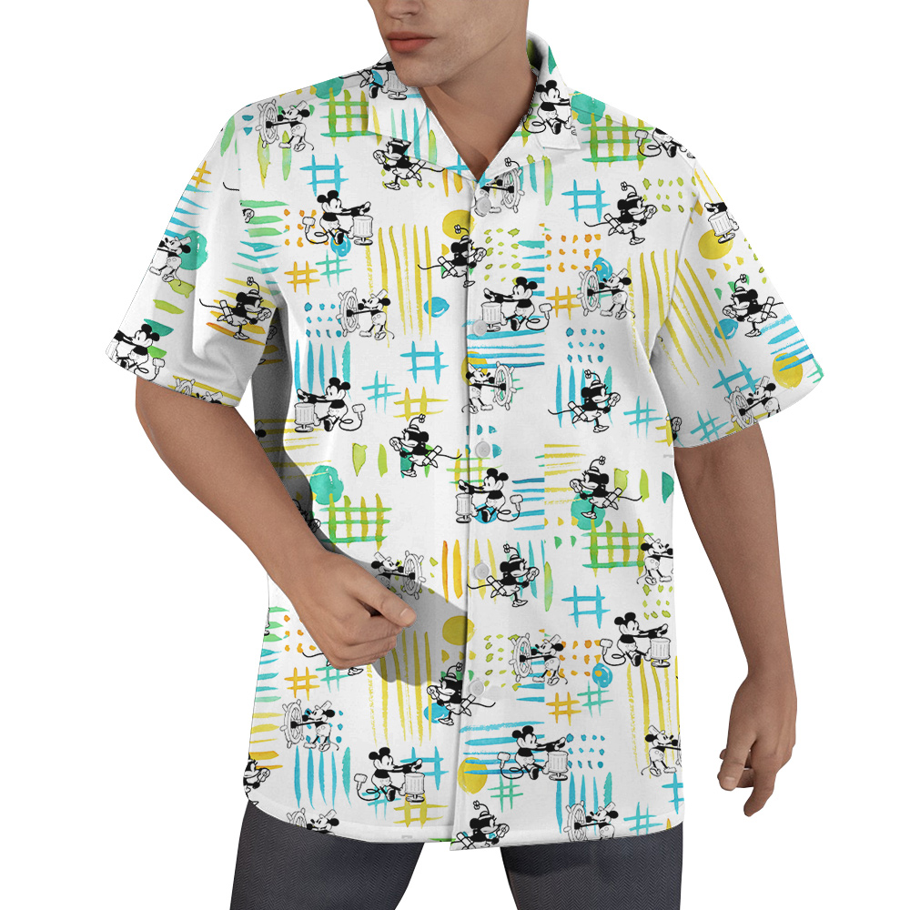 Steamboat Willie Movie Mickey Mouse Hawaiian Button Up Shirt - variant image 1