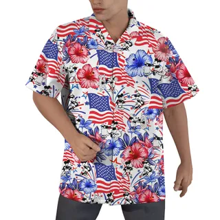 Steamboat Willie Mickey American Flag 4th Of July Hawaiian Shirt