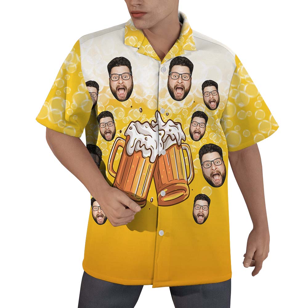 Custom Beer Men's Hawaiian Shirt With Faces - variant image 1
