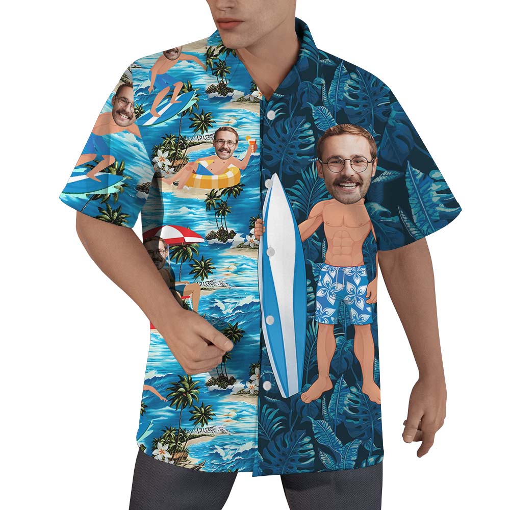 Custom Surfing Button Up Shirt With Face - variant image 1
