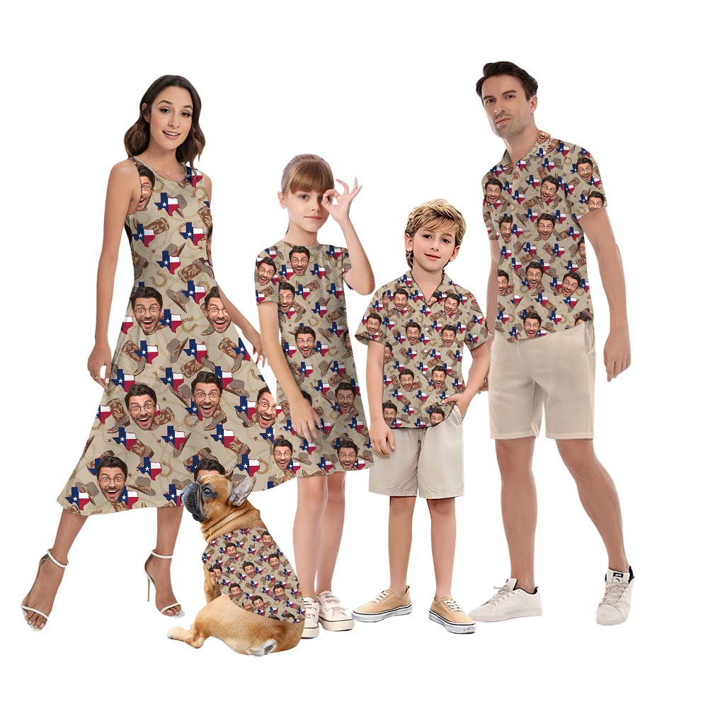 Custom Face Texas Matching Western Family Shirt And Dress - variant image 1