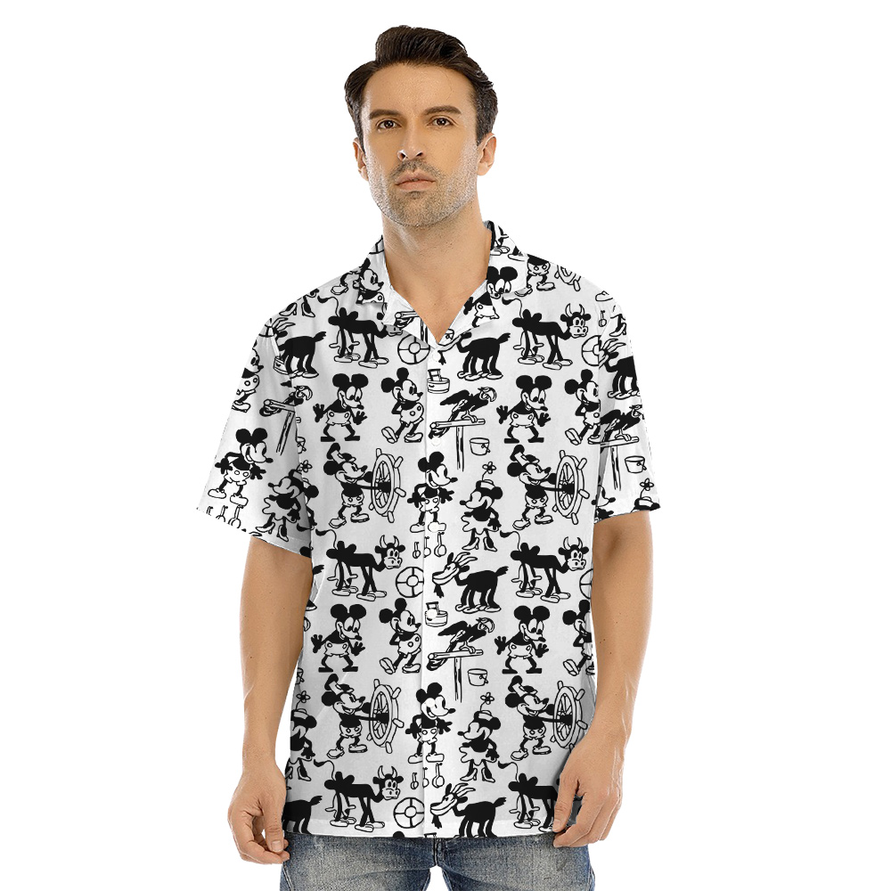 Vintage Steamboat Willie Mickey Mouse Family Matching Hawaiian Outfits