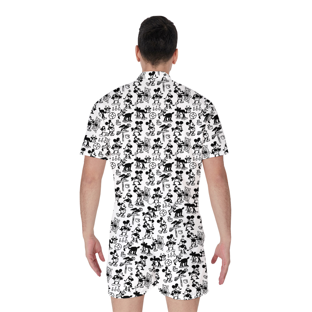 Steamboat Willie Movie Mickey Mouse Men's Hawaiian Romper