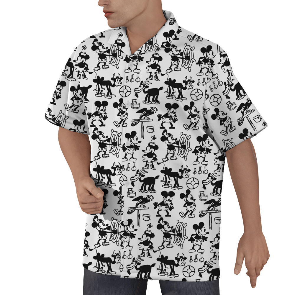 Vintage Steamboat Willie Movie 1928 Mickey Hawaiian Shirt