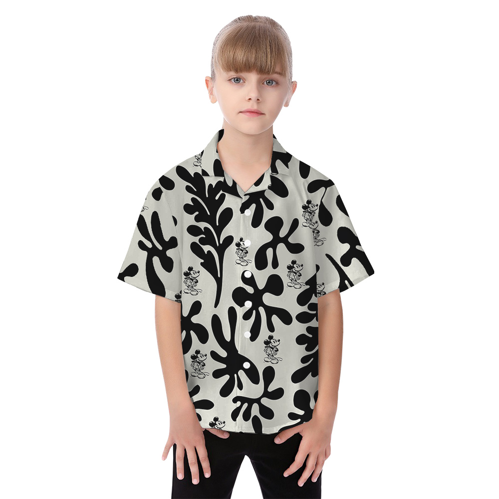 Matching Family Hawaiian Outfits with Black and White Mickey 1928 Pattern