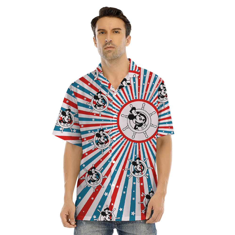 Mickey Steamboat Willie 4th of July Family Hawaiian Outfits