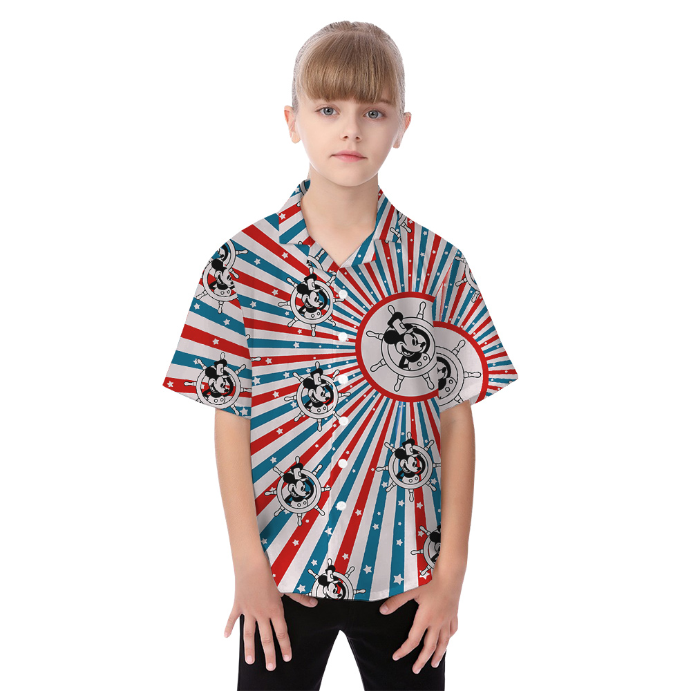 Mickey Steamboat Willie 4th of July Family Hawaiian Outfits