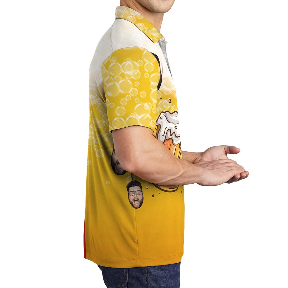 Beer Cheer Custom Men's Collared Polo Shirt With Face
