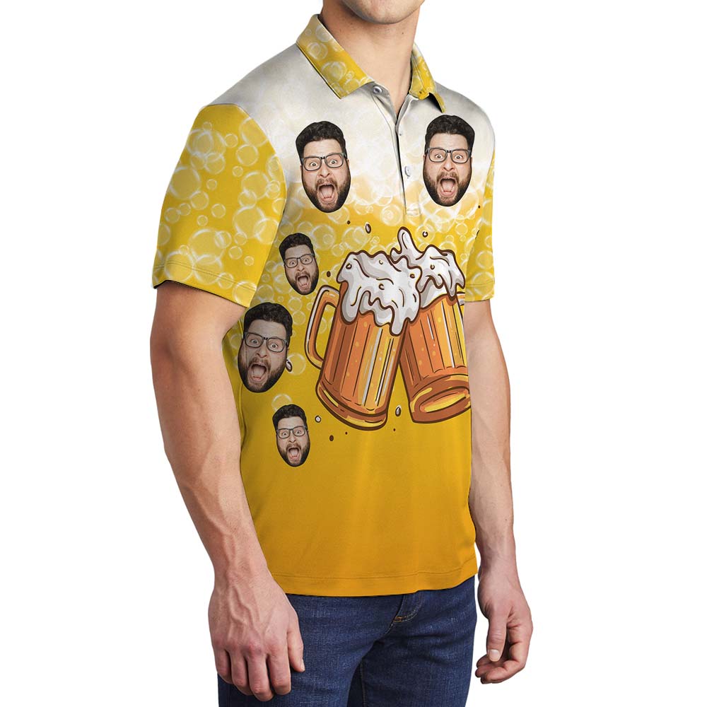 Beer Cheer Custom Men's Collared Polo Shirt With Face