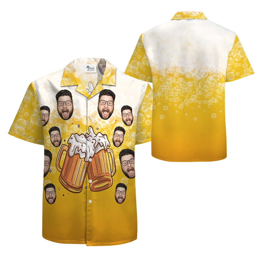 Custom Beer Men's Hawaiian Shirt With Faces