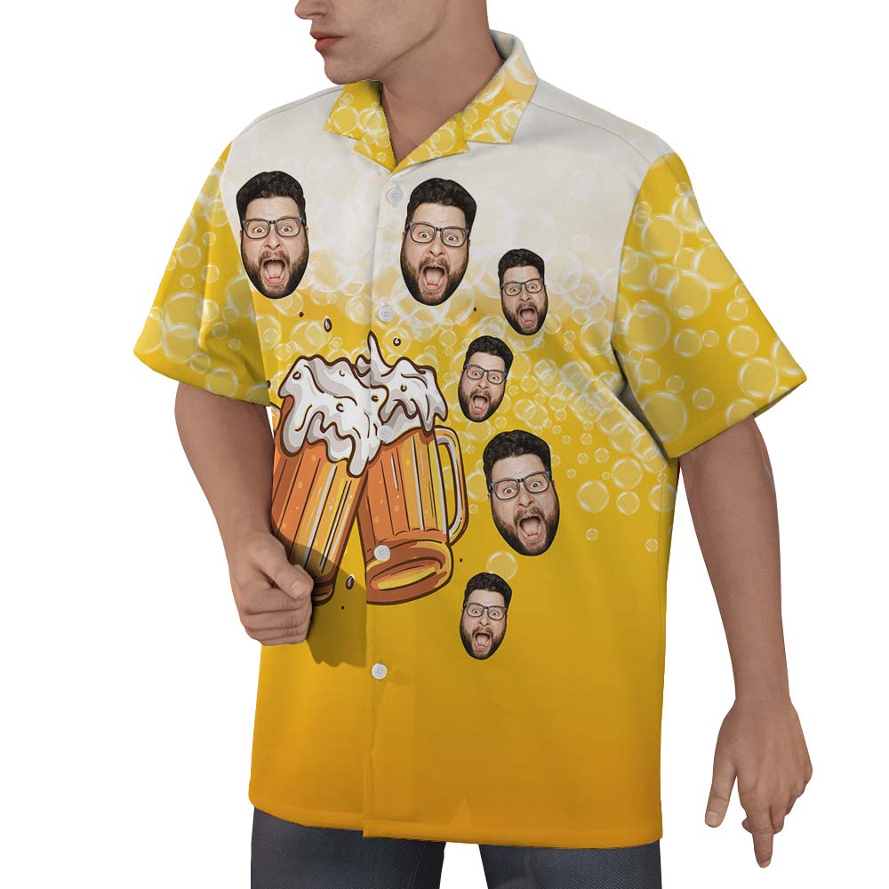 Custom Beer Men's Hawaiian Shirt With Faces