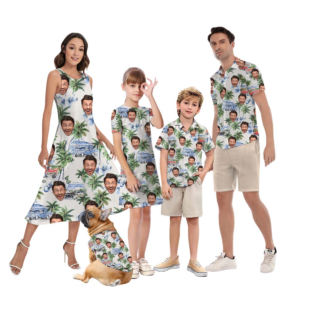 Vintage Custom Beach Matching Family And Dog Hawaiian Shirt - variant image 1