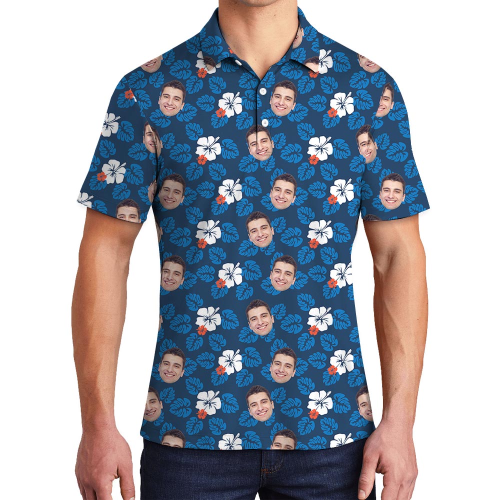 Floral Hibiscus Men's Polo Golf Shirt With Your Logo - variant image 1