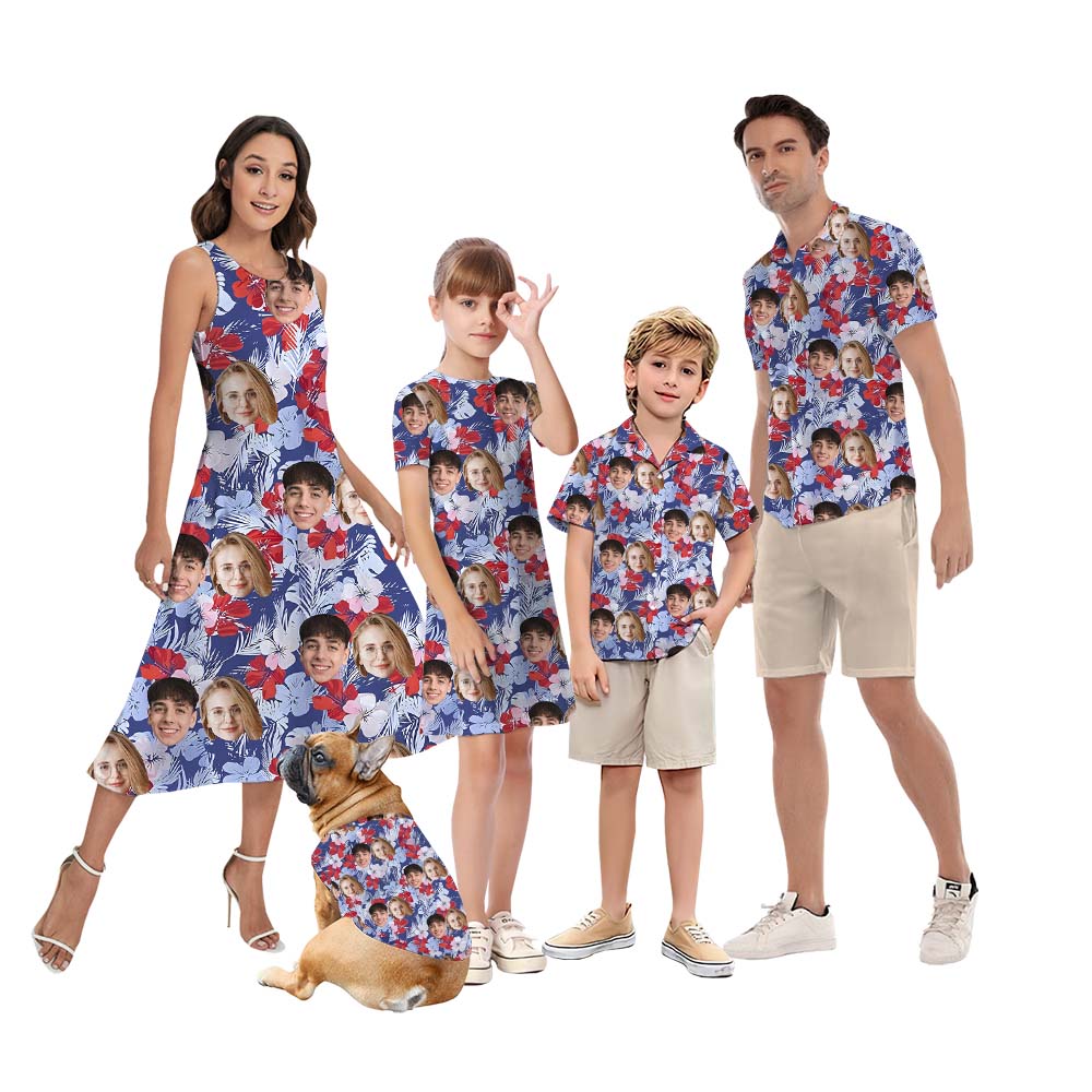 Custom Face Matching Family Hawaiian Shirt And Dress - variant image 1