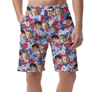 Multiple Faces On Custom Men's Hawaiian Shorts