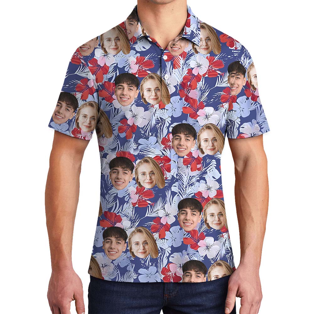 Men's Custom Multi Faces Polo Shirt With Floral Print - variant image 1