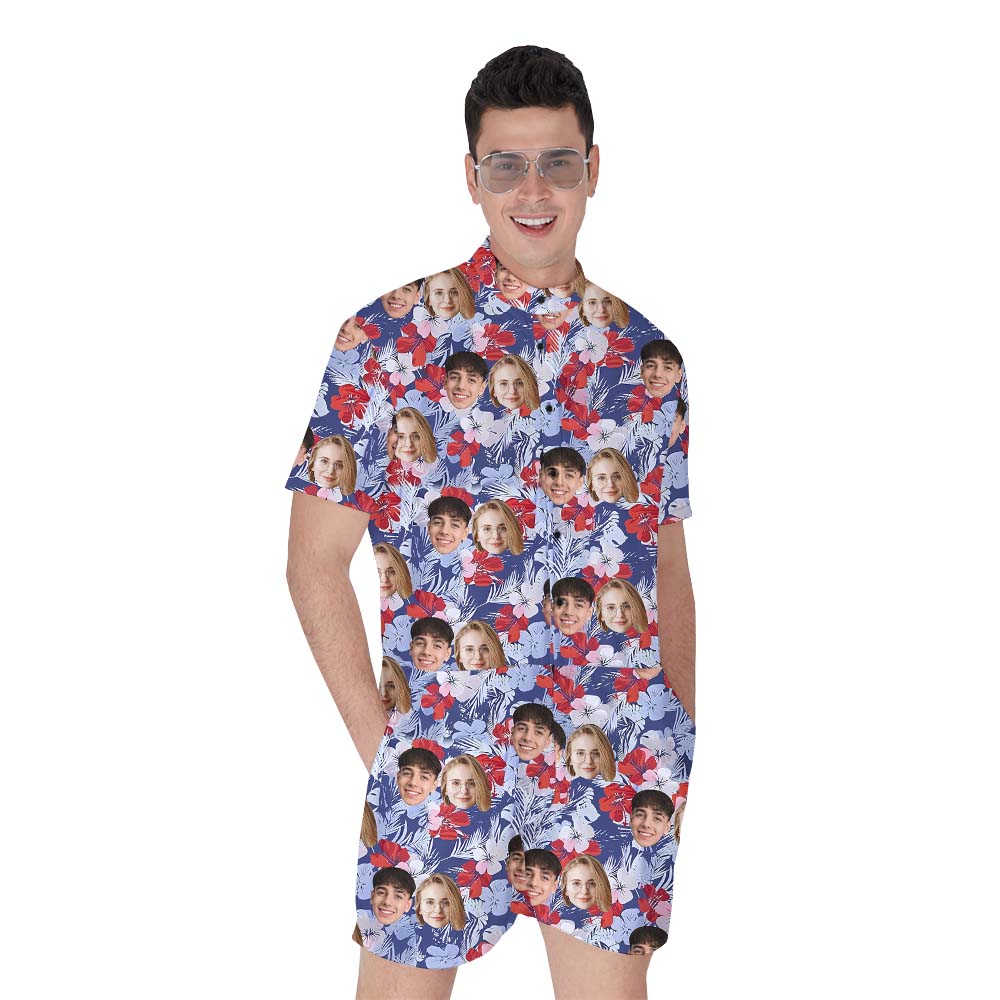 Personalized Photo Hawaiian Romper With Floral Print - variant image 1