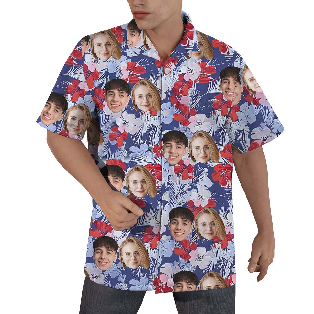 Custom Face Short Sleeve Hawaiian Shirt For Men - variant image 1