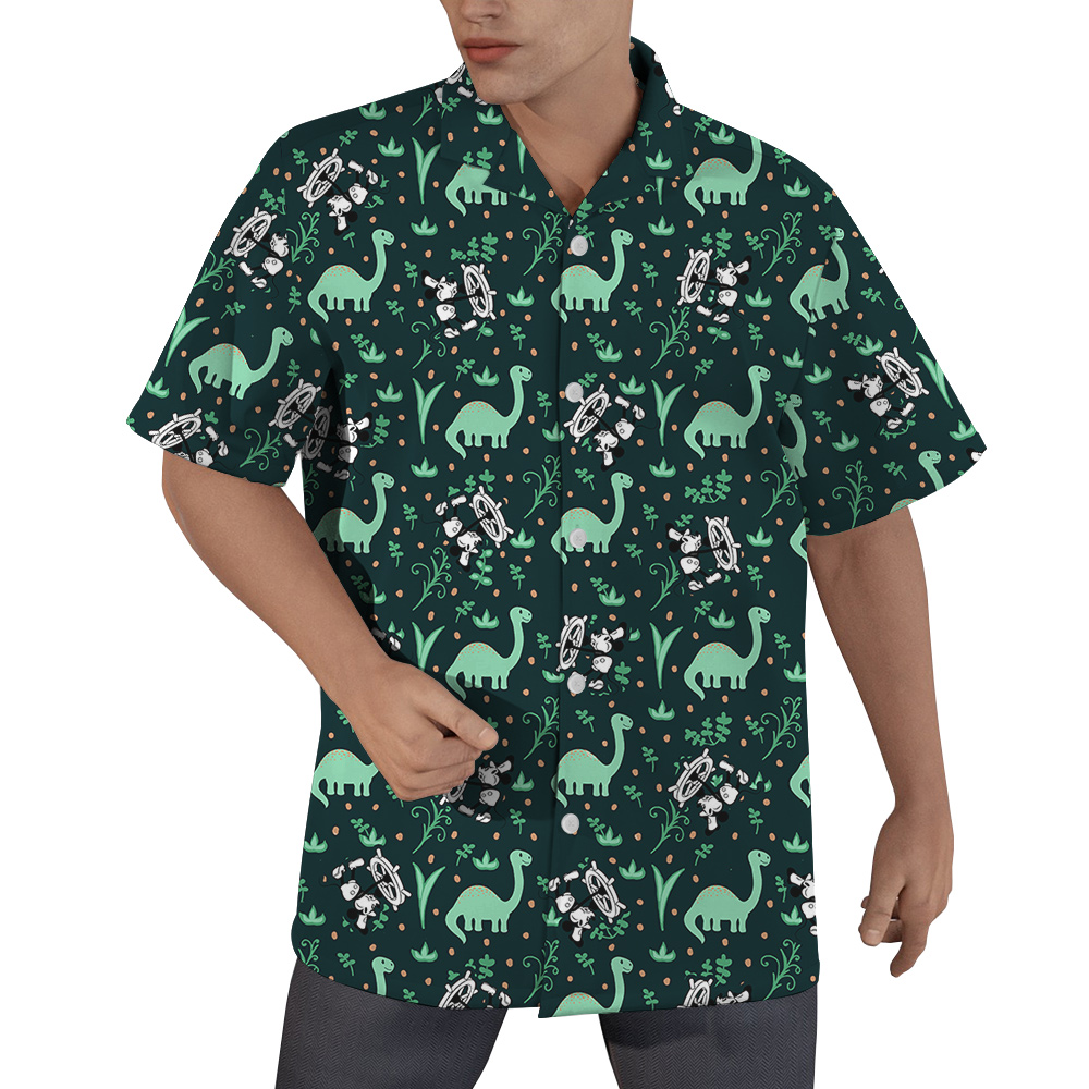 Mickey 1928 Edition Dinosaur Hawaiian Button Up Men Shirt - variant image 1