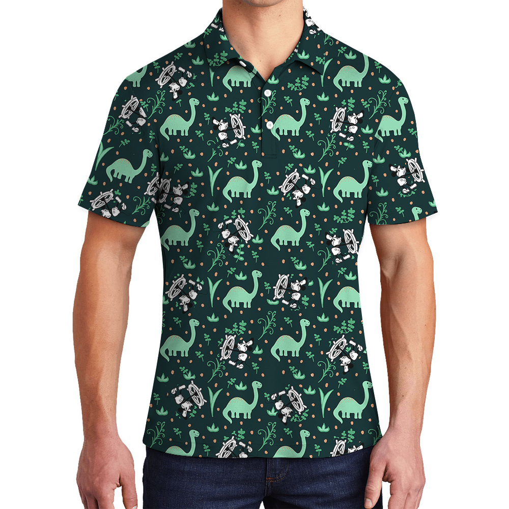 Mickey 1928 Edition Dinosaur Hawaiian Men Polo Shirt - variant image 1