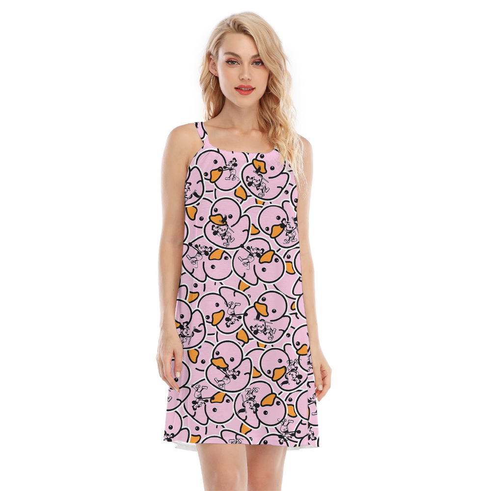 Mickey Steamboat Willie Pink Rubber Duck Hawaiian Cami Dress - variant image 1