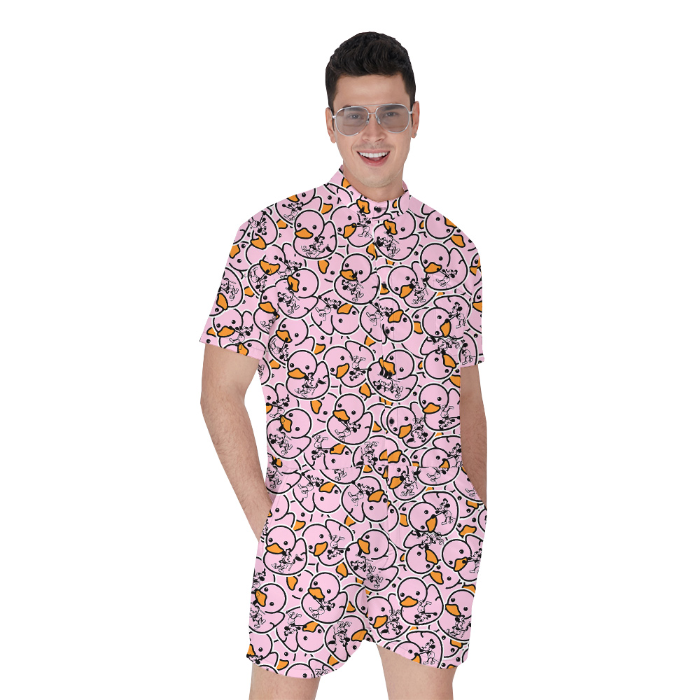 Mickey Steamboat Willie Pink Rubber Duck Hawaiian Men Romper - variant image 1