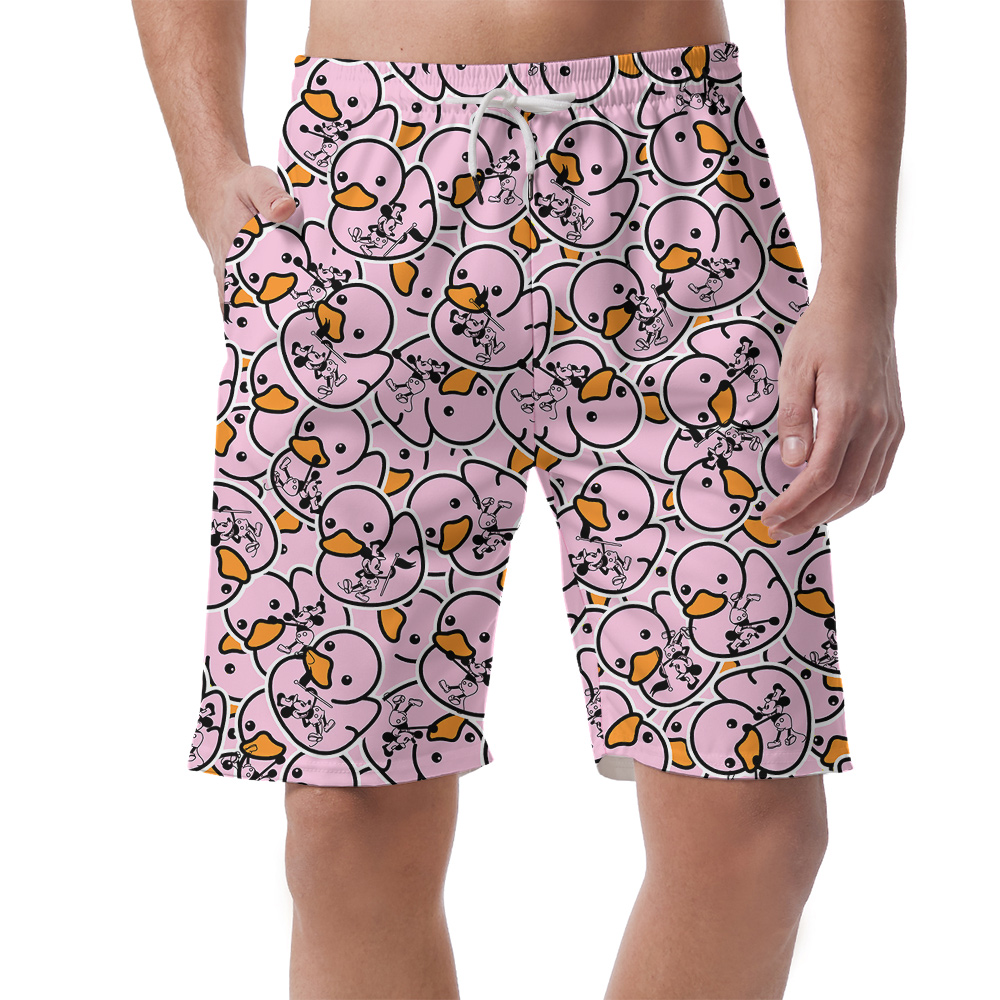 Mickey Steamboat Willie Pink Rubber Duck Hawaiian Men Short - variant image 1