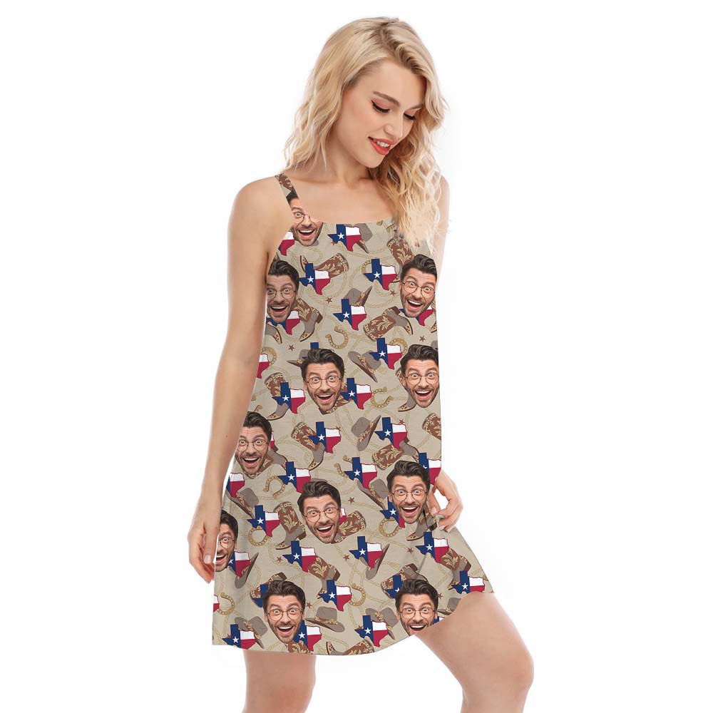 Western Texas Women's Cami Dress With Face