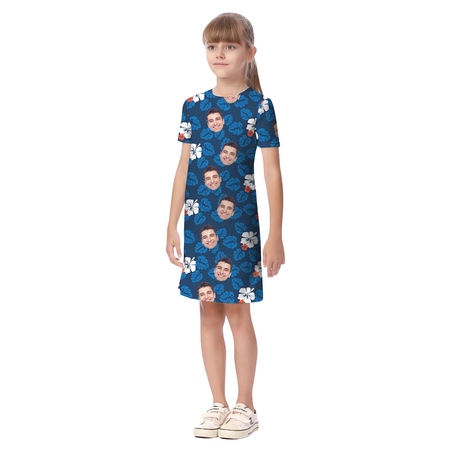 Custom Multiple Faces Hibiscus Tropical Shirt And Shorts For Family
