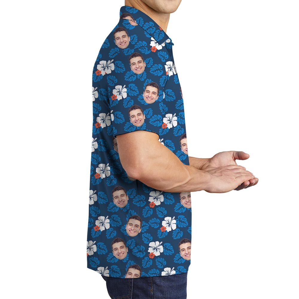 Floral Hibiscus Men's Polo Golf Shirt With Your Logo