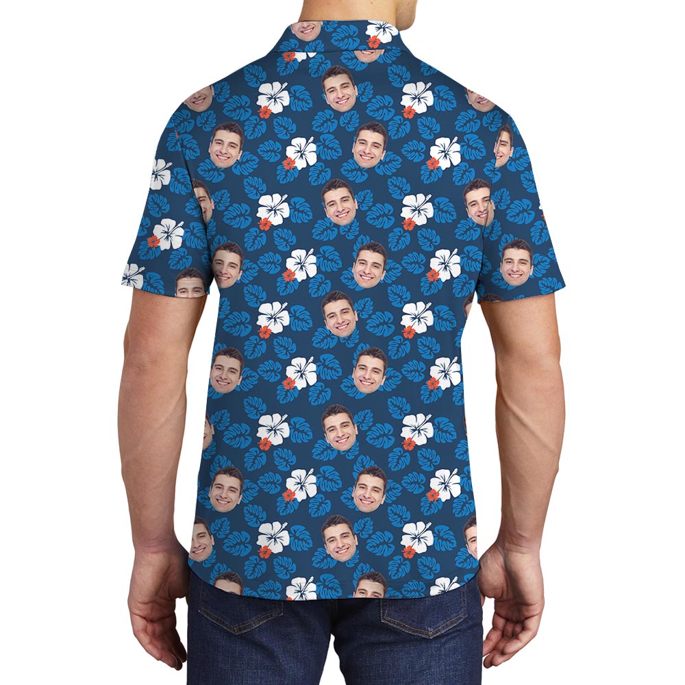Floral Hibiscus Men's Polo Golf Shirt With Your Logo