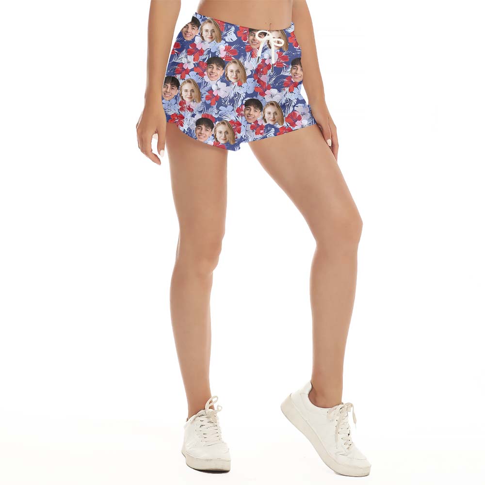 Custom Floral Women Beach Shorts With 2 Faces