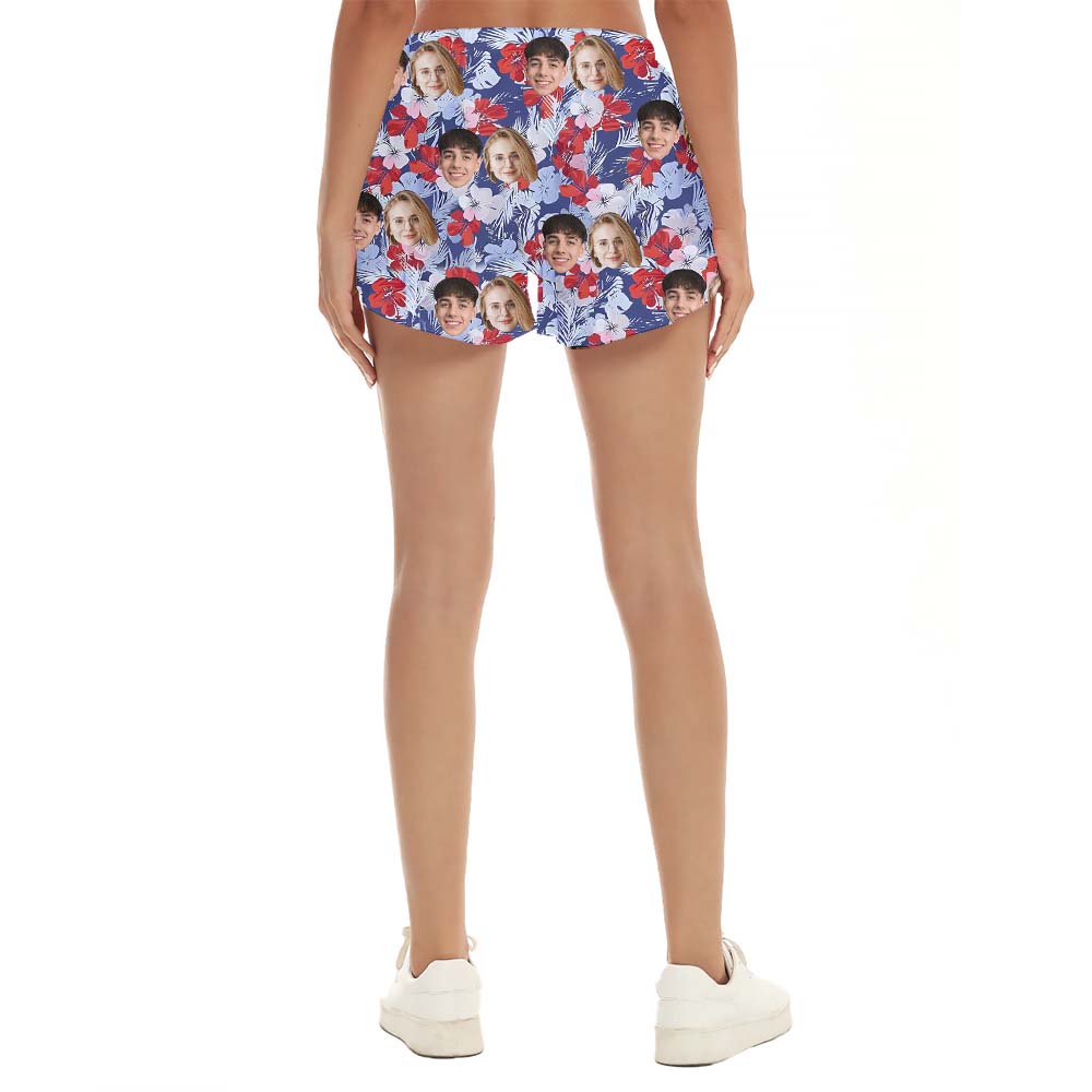 Custom Floral Women Beach Shorts With 2 Faces